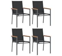 vidaXL Sillas de jardín 4 uds textilene y Acero Negro 55x61,5x90 cm