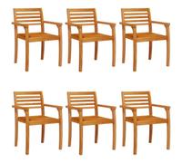 vidaXL Sillas de jardín 6 uds Madera Maciza de Acacia 59x55x85 cm, Asiento de jardín, Asientos al Aire Libre, Silla de Exterior, Asientos de jardín