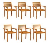 vidaXL Sillas de jardín 6 uds Madera Maciza de Acacia 59x55x85 cm, Asiento de jardín, Asientos al Aire Libre, Silla de Exterior, Asientos de jardín