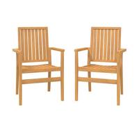 vidaXL Sillas de jardín apilables 2 uds Madera de Teca 56,5x57,5x91 cm