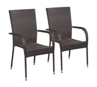 vidaXL Sillas de jardín apilables – Ratán sintético Marrón – 2 unidades