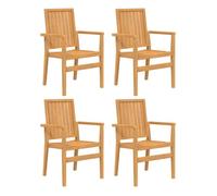 Vidaxl sillas de jardín apilables 4 uds madera de teca 56,5x57,5x91 cm
