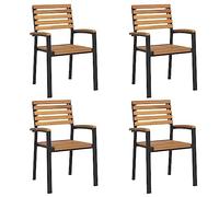 vidaXL Sillas de jardín apilables 4 uds Madera Maciza Acacia y Metal