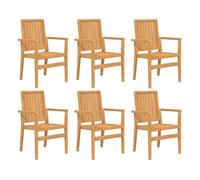 Vidaxl sillas de jardín apilables 6 uds madera de teca 56,5x57,5x91 cm