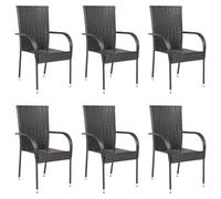 vidaXL 6X Sillas de Jardín Apilables Asiento Mobiliario Muebles Cocina Hogar Restaurante Comedor Exterior con Respaldo Ratán Sintético Marrón