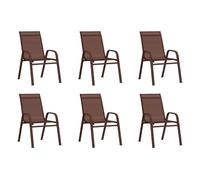 Vidaxl sillas de jardín apilables 6 unidades textilene marrón