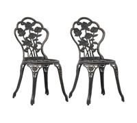 Vidaxl sillas de jardín bistró 2 uds aluminio fundido color bronce