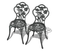 Vidaxl sillas de jardín bistró 2 unidades aluminio fundido verde