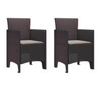 vidaXL Sillas de Jardín Cojines 2 Pcs Marrón Polirratán Ligeras Asientos Exteriores Ergonómicos Cómodos Montaje Requerido Sillas de Patio Acolchadas Resistentes Ejercicio Cojines Modernas