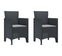 vidaXL Set de Sillas para Exterior de 2 Piezas Sillas apilables con Cojines Antracita y Gris Claro Relajarse en Jardín, Balcón y Patio, Muebles Cómodos para Personas, Polipropileno