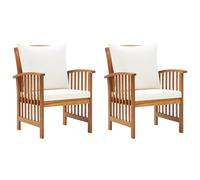 vidaXL Sillas de jardín con cojines 2 unidades madera maciza acacia