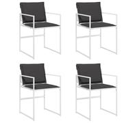 vidaXL Sillas de jardín con Cojines 4 uds Acero Blanco y textilene, Asiento de jardín, Asientos al Aire Libre, Silla de Exterior, Asientos de jardín
