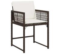 vidaXL Sillas de Jardín con Cojines 4 uds, Sillas con Respaldo, Sillones de Exterior, Asientos para Terraza Patio, Ratán Sintético Marrón