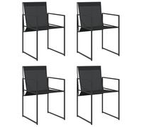 vidaXL Sillas de jardín con Cojines 4 Unidades Acero y textilene Negro, Asiento de jardín, Asientos al Aire Libre, Silla de Exterior