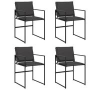 vidaXL Sillas de jardín con Cojines 4 Unidades Acero y textilene Negro, Asiento de jardín, Asientos al Aire Libre, Silla de Exterior