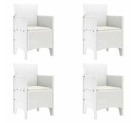 vidaXL Sillas de jardín con Cojines, 4 Unidades, Blancas, de polirratán. Ligeras, Exterior, Resistentes a los Rayos UV y duraderas. Tienen un diseño Moderno, Ideales para la terraz