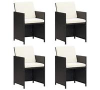 vidaXL Sillas de Jardín con Cojines 4 Unidades, Sillones con Respaldo, Asientos Exterior, Sillas para Patio Balcón, Ratán Sintético Negro