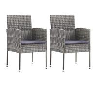 vidaXL Sillas de jardín con Cojines Grises 2 uds ratán sintético Gris, Asiento de jardín, Asientos de Exterior, Silla de Exterior, Asientos de jardín