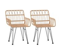 Vidaxl sillas de jardín con reposabrazos 2 uds ratán pe 56x64x80 cm