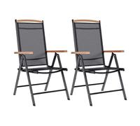 Vidaxl sillas de jardín plegables 2 uds aluminio y textilene negro 58 cm