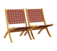 vidaXL Sillas de jardín Plegables 2 uds Madera de Acacia y Tela roja, Silla de jardín, Asientos de jardín, Silla de Patio, Asiento de jardín
