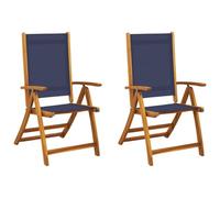 vidaXL Sillas de jardín Plegables 2 uds Madera Maciza Acacia textileno, Silla de jardín, Asientos de jardín, Silla de Patio, Asiento de jardín