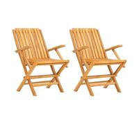 vidaXL Sillas de jardín Plegables 2 uds Madera Maciza Teca 61x67x90 cm, Silla de jardín, Silla de Patio, Muebles de jardín, Silla de Exterior