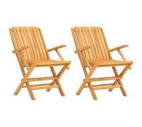 vidaXL Sillas de jardín Plegables 2 uds Madera Maciza Teca 61x67x90 cm, Silla de jardín, Silla de Patio, Muebles de jardín, Silla de Exterior