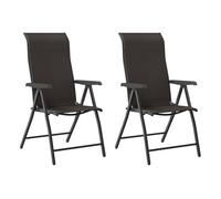 vidaXL Sillas de Jardín Plegables 2 uds, Asientos con Respaldos Reposabrazos, Sillones de Relax, Muebles para Balcón Patio, Ratán Sintético Negro Café