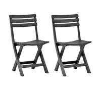 Vidaxl sillas de jardín plegables 2 unidades plástico gris antracita