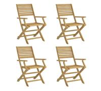 vidaXL Sillas de Jardín Plegables 4 uds, Sillas con Respaldo, Asientos Exterior, Muebles para Jardín Patio Balcón, Madera Maciza Acacia