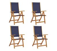 Vidaxl sillas de jardín plegables 4 uds madera maciza acacia textileno