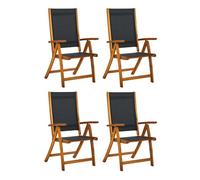 Vidaxl sillas de jardín plegables 4 uds madera maciza acacia textileno