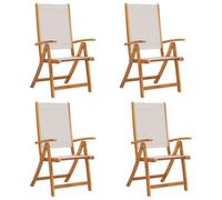 vidaXL Sillas de jardín Plegables 4 uds Madera Maciza Acacia textileno, Silla de jardín, Asientos de jardín, Silla de Patio, Asiento de jardín