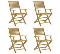 vidaXL Sillas de Jardín Plegables 4 uds, Sillas con Respaldo, Asientos Exterior, Muebles para Jardín Patio Balcón, Madera Maciza Acacia
