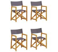 vidaXL Sillas de jardín Plegables 4 Unidades Tela Gris Oscuro, Silla Plegable, sillón de Director, Silla de Director de Madera Maciza de Acacia