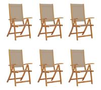 vidaXL Sillas de jardín Plegables 6 uds Madera Maciza Acacia textileno, Silla de jardín, Asientos de jardín, Silla de Patio, Asiento de jardín