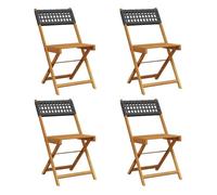 vidaXL Sillas de jardín Plegables 6 uds Madera Maciza y ratán PE Negro, Asiento de jardín, Asientos al Aire Libre, Silla de Exterior