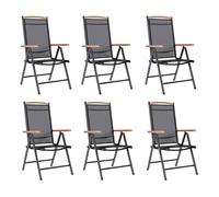 Vidaxl sillas de jardín plegables 6 unidades textilene negro