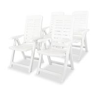 Vidaxl sillas de jardín reclinables 4 unidades plástico blanco