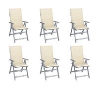 Vidaxl sillas de jardín reclinables 6 uds madera maciza acacia cojines