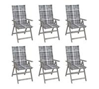 Vidaxl sillas de jardín reclinables 6 uds madera maciza acacia cojines