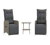 vidaXL Sillas de jardín reclinables con Mesa 2 uds ratán PE Gris, Silla reclinable de jardín, Asiento de jardín, sillón reclinable, Silla de jardín