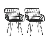 Vidaxl sillas de jardín reposabrazos 2 uds ratán pe negro 56x64x80 cm