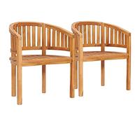 vidaXL 2X Madera Maciza de Teca Silla con Forma de Banana Plazas Exterior Terraza Sillas de Jardín Playa Patio Muebles de Comedor Terraza