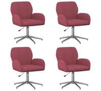 VidaXL - Sillas de oficina giratorias, 4 unidades, 54 x 58 x 90 cm, color burdeos, silla giratoria moderna, altura ajustable, mueble ergonómico para oficina, trabajo o hogar
