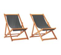 vidaXL Sillas de Playa Plegables 2 uds, Tumbonas Ajustables de Pícnic, Sillones de Relax, Asientos para Jardín Camping Patio, Tela Gris