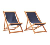 vidaXL Sillas de Playa Plegables 2 uds, Tumbonas Ajustables de Pícnic, Sillones de Relax, Asientos para Jardín Camping Patio, Tela Azul
