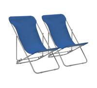 Vidaxl sillas de playa plegables 2 unidades acero y tela oxford azul