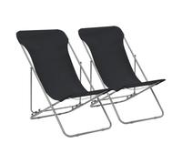 Vidaxl sillas de playa plegables 2 unidades acero y tela oxford negra